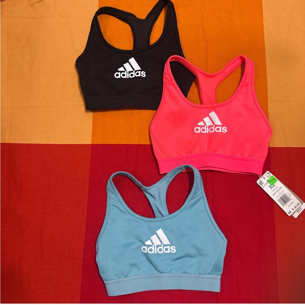 SOLD Adidas Trio Sports Bras - Black, Pink, Blue